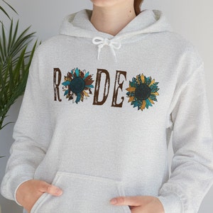 Rodeo Sunflower Graphic Western Unisex Heavy Blend™ Hooded Sweatshirt Sizes S-5XL, Rodeo, Barrel Racing, Plus Size Sweatshirt, Western Shirt