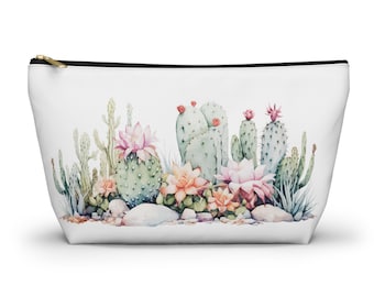Watercolor Cactus Graphic Design Accessory Pouch With T-bottom | Cactus Makeup Bag | Cactus Bag