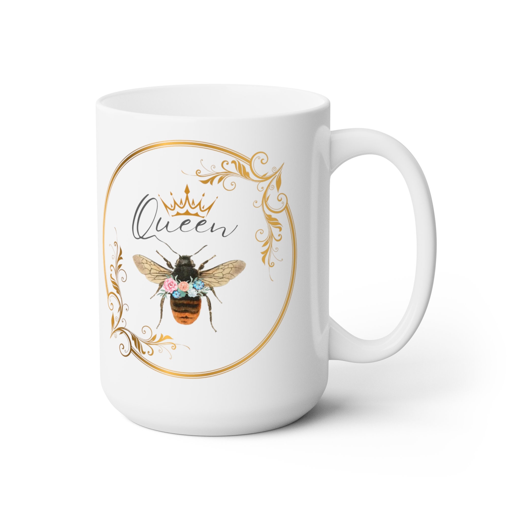 Queen Bee Ceramic Coffee Mug 15oz Bee Mug Queen Bee Coffee Mug Queen