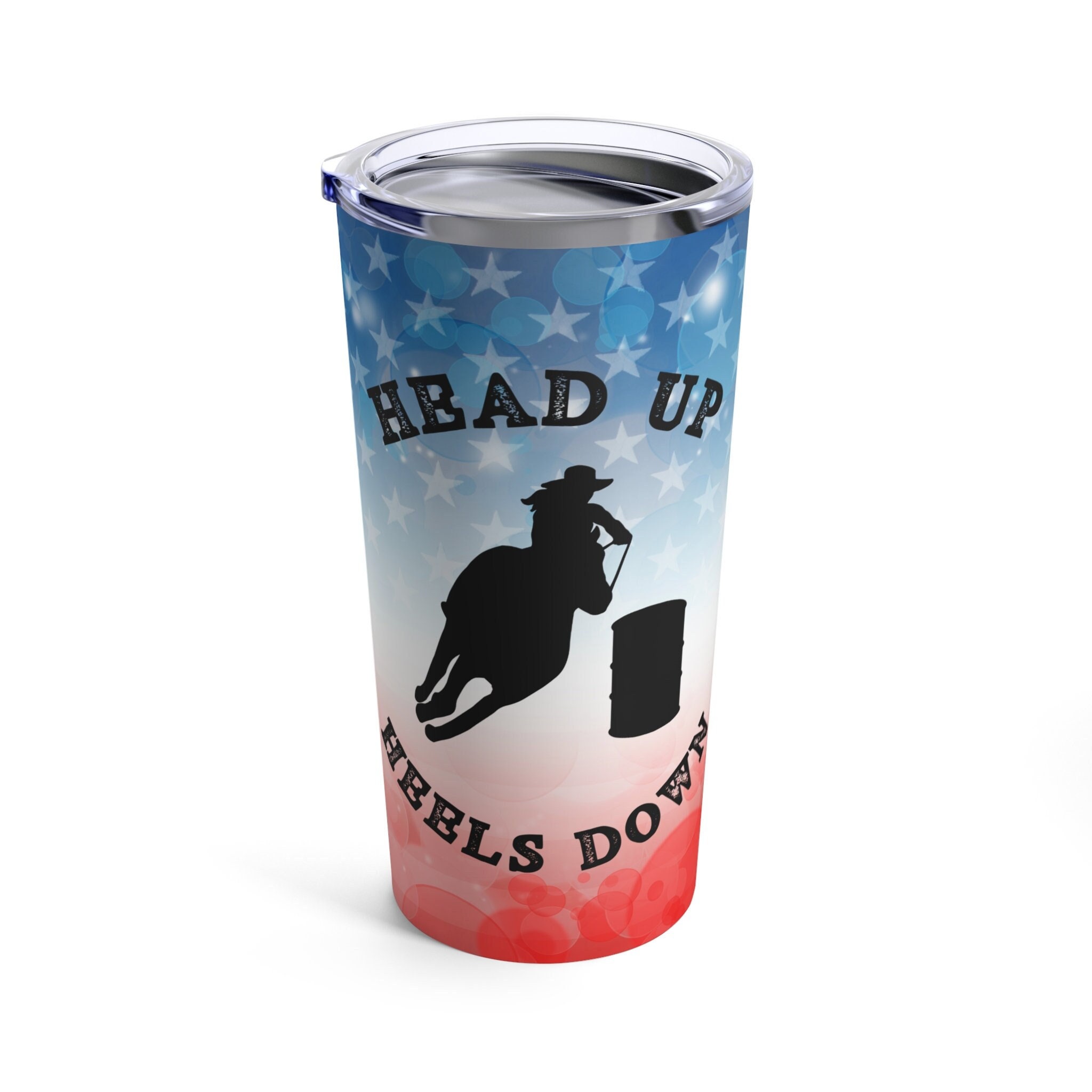 Head up Heels Down Barrel Racing Stainless Steel Travel Tumbler 20oz Barrel Racing Gift Barrel