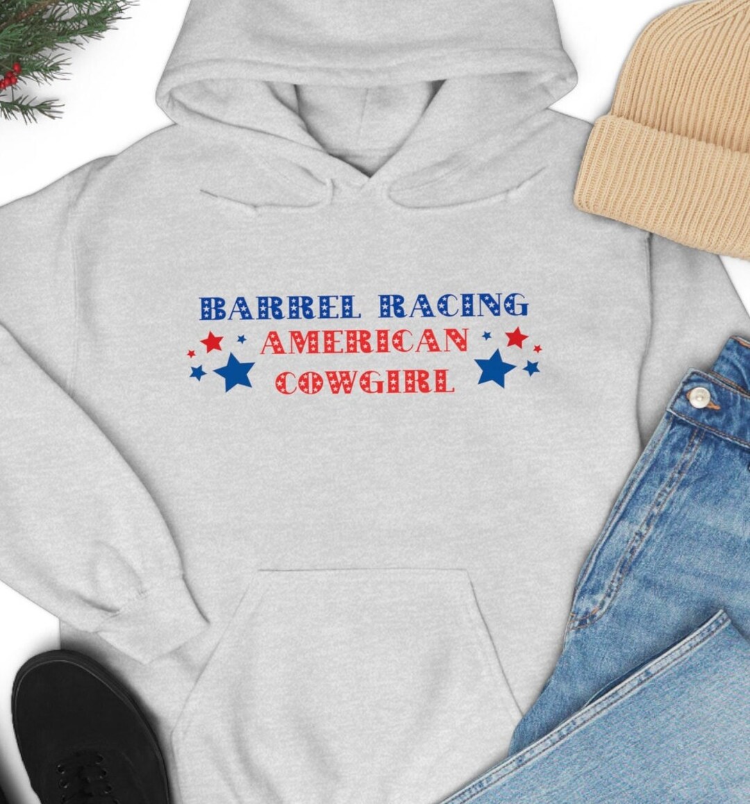 Barrel Racing American Cowgirl Patriotic Unisex Heavy Blend Hooded ...
