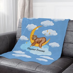 Pleasant Dreams Sloth Minky Baby Blanket, Sloth Gift, Baby Shower Gift, Sloth Blanket