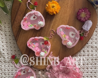 Cute kirby resin shaker keychains,charms
