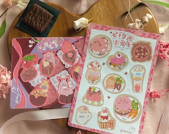 Valentines Day pink themed pokemon and kirby sticker bundle