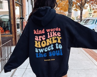 Kind Words Are Like Honey Hoodie, Retro Christian Sweatshirt, Bible Verse gift, Religious Faith Clothing, Catholic Gifts for her
