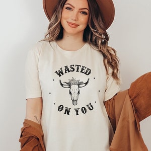 Wasted On You Shirt, Country tshirt, Vintage soft cream tee, unisex