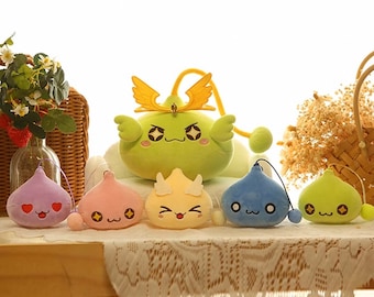 MapleStory Rainbow Slimes Plushie Keychains Gift Set - Guardian Angel Slime and Bubbling Slime included!