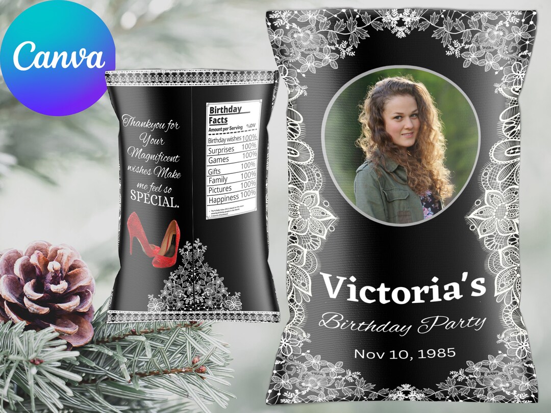 Swag 16 Chip Bag, Sweet Sixteen Chip Bag Template, Bridal Shower Chip