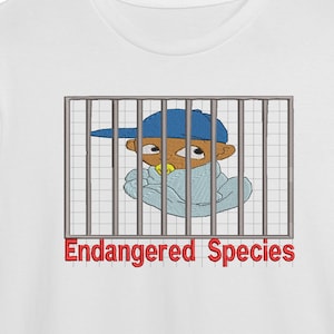Endangered Species or White T-Shirt opt for Fringes/ Black Tee, Embroidery , Fringes, T-Shirts
