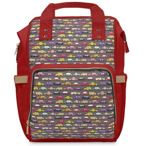 Multifunctional Diaper Backpack. Cars and Trucks, Baby Shower gift, Gift Idea for New Parent.