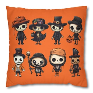 Skeleton Halloween Pillowcase, Spooky Skeleton Decor, Halloween Throw Pillow, Gothic Home Decor, Halloween Pillow Cover, Skeleton Pillow