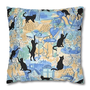 Funda de almohada cuadrada para amantes de los gatos, gatos negros curiosos, lindos, regalos para amantes de los gatos, funda de cojín decorativa, decoración de dormitorio con estampado animal