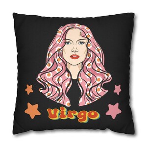 Poszewka na poduszkę z poliestru w kształcie kwadratu z motywem zodiaku Panna, wystrój astrologiczny z horoskopem, niebiański akcent domowy, spersonalizowana poszewka na poduszkę ze znakiem zodiaku, prezent