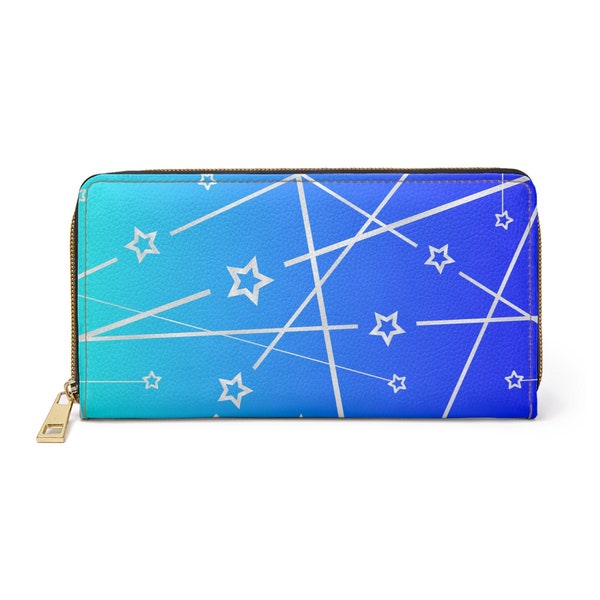Zipper Wallet. Abstract Design, Blue Ombre, Gift for her.