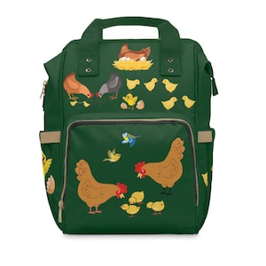 Multifunctional Diaper Backpack. Chickens, Chicks, Diaper bag, Gift Idea for new Parents.
