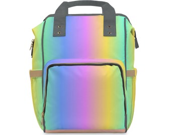 Multifunctional Diaper Backpack. Pastel Rainbow, Gift Idea for new Parents.