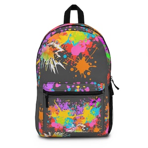 Backpack. Back to School bag, paint splatter effect.