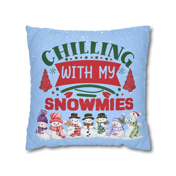 Housse De Coussin Pottery Barn 46x46cm – Scène De Bonhomme De Neige – Broderie Crewel
