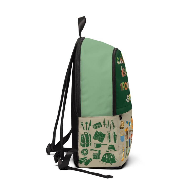 Unisex Fabric Backpack. Camping is good for the Soul, Unisex Gift Idea, Hiking Trails, Vacation. zdjęcie 2