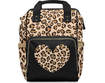 Multifunctional Diaper Backpack. Leopard Print, Animal Print, Gift for New Parents, Gift idea for Baby Shower.
