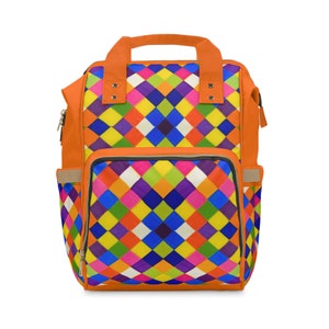 Multifunctional Diaper Backpack. Multicoloured design, Gift Idea for new Parents.