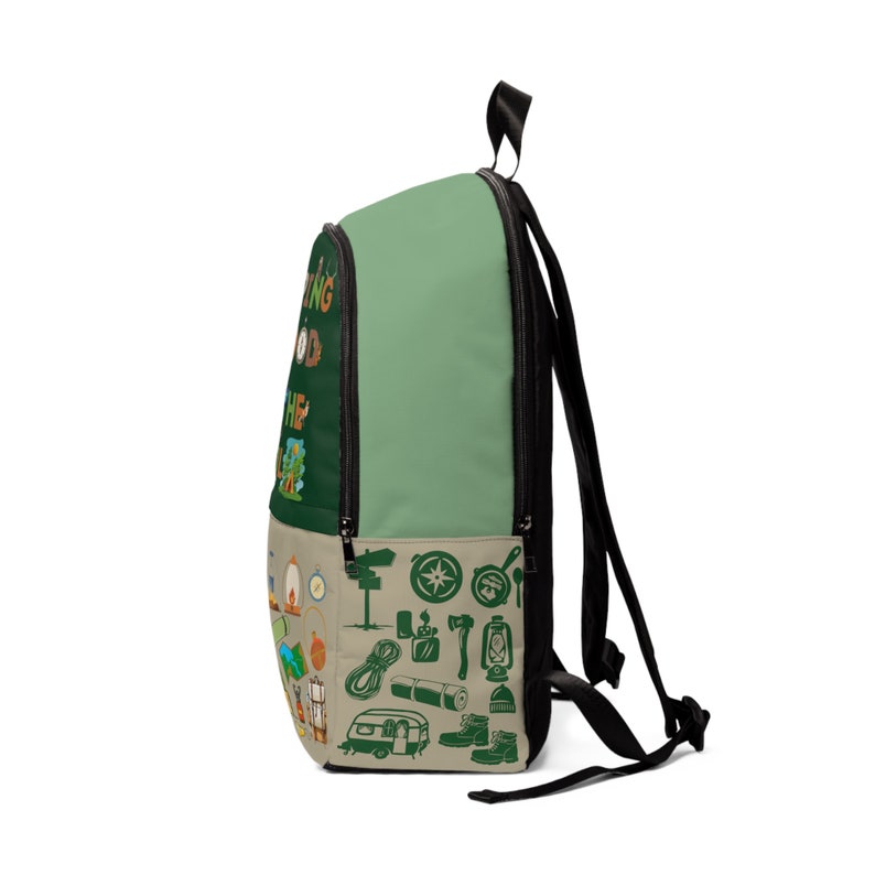 Unisex Fabric Backpack. Camping is good for the Soul, Unisex Gift Idea, Hiking Trails, Vacation. zdjęcie 3