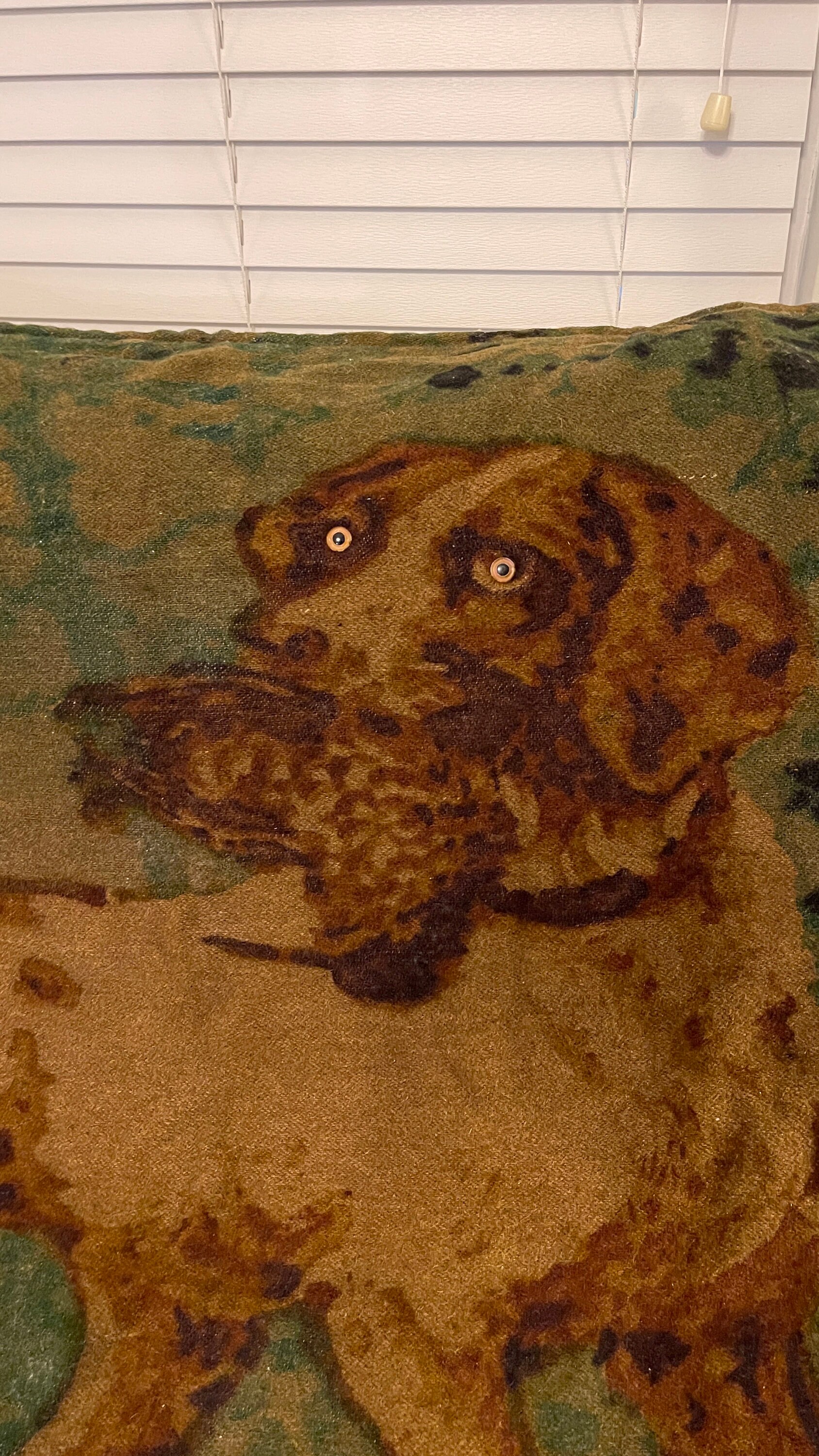 RARE Antique Clark Carriage Robe Wool Horsehair Blanket Throw Bird Dog