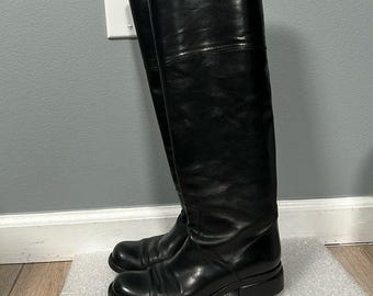 Botas altas de montar de piel Joan & David, hechas a mano en Italia, talla 6