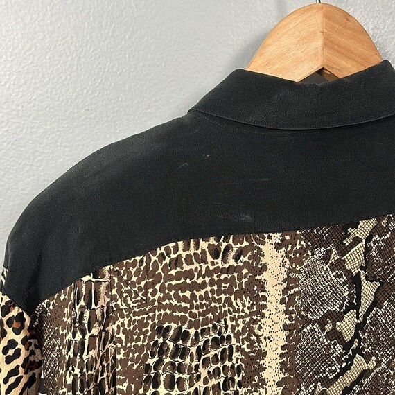 Vintage Silk Leopard Patchwork Button Down shirt … - image 8