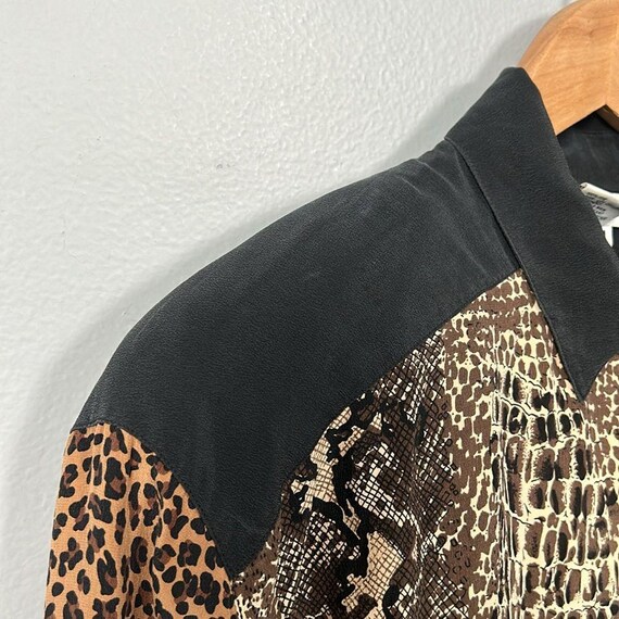 Vintage Silk Leopard Patchwork Button Down shirt … - image 6