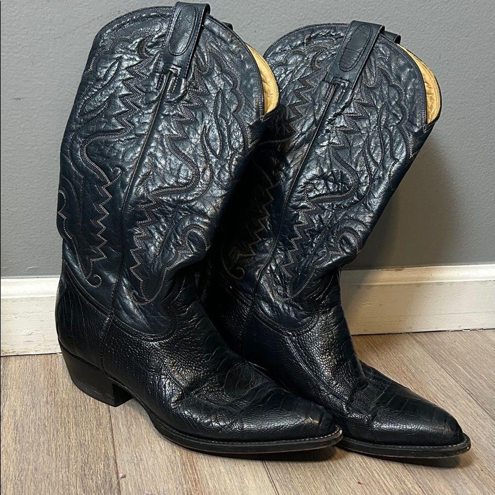 Mexico Black Stitched Men\'s Size 10‎ Mex 29 Western Leather Boots Pointed Toe Mexico Boots 10 Mens - Etsy main image 3