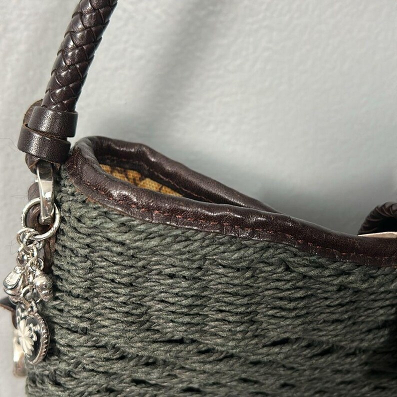 Vintage Brighton Wendy Style Woven Shoulder Bag straw and leather image 7
