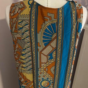 Ärmelloses Boho Midikleid aus Seide in Türkis und Rost Größe Anthropologie 14 Bild 10
