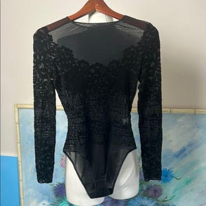 Ritmo di Perla Schwarzer rückenfreier ausgestatteter Body Vintage Größe 44