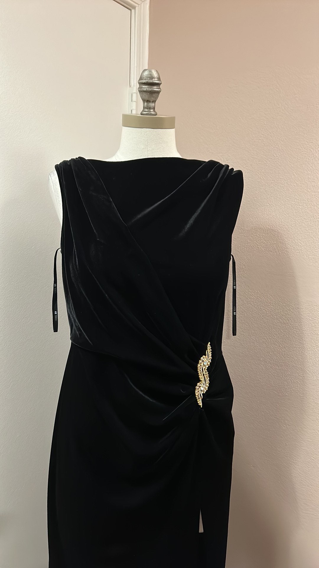 超人気新品 With Dress Velvet Maxi Tadashi Vintage Front Etsy - M Size Slit ワンピース