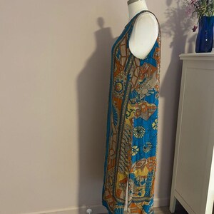 Ärmelloses Boho Midikleid aus Seide in Türkis und Rost Größe Anthropologie 14 Bild 11