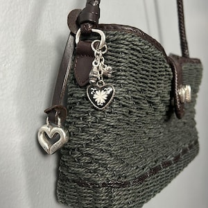 Vintage Brighton Wendy Style Woven Shoulder Bag straw and leather image 5