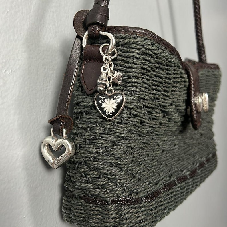 Vintage Brighton Wendy Style Woven Shoulder Bag straw and leather image 5