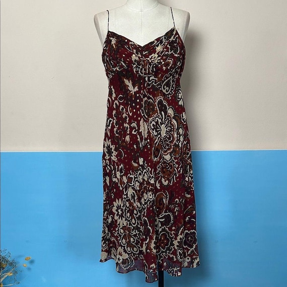 Ann Taylor Silk Chiffon Burgundy Red and White Sundress Size 2 Vintage - Etsy Ann Taylor Silk Chiffon Burgundy Red and White Sundress Size 2 Vintage - Etsy