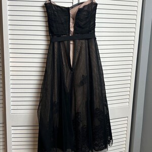Vintage BCBG Maxazria Strapless Midi Black Lace Overlay cocktail Y2K dress 6 image 13