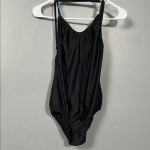 VTG Nylon JCPenney Black Bodysuit One Piece Timeless Design size large