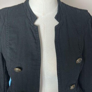 Free People Black Cotton Textured Blazer with Tailored Fit size small army image 6