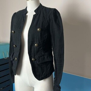 Free People Black Cotton Textured Blazer with Tailored Fit size small army image 5