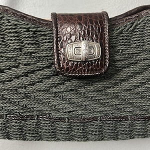 Vintage Brighton Wendy Style Woven Shoulder Bag straw and leather image 4