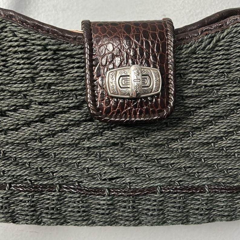 Vintage Brighton Wendy Style Woven Shoulder Bag straw and leather image 4