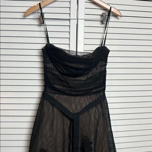 Vintage BCBG Maxazria Strapless Midi Black Lace Overlay cocktail Y2K dress 6 image 3