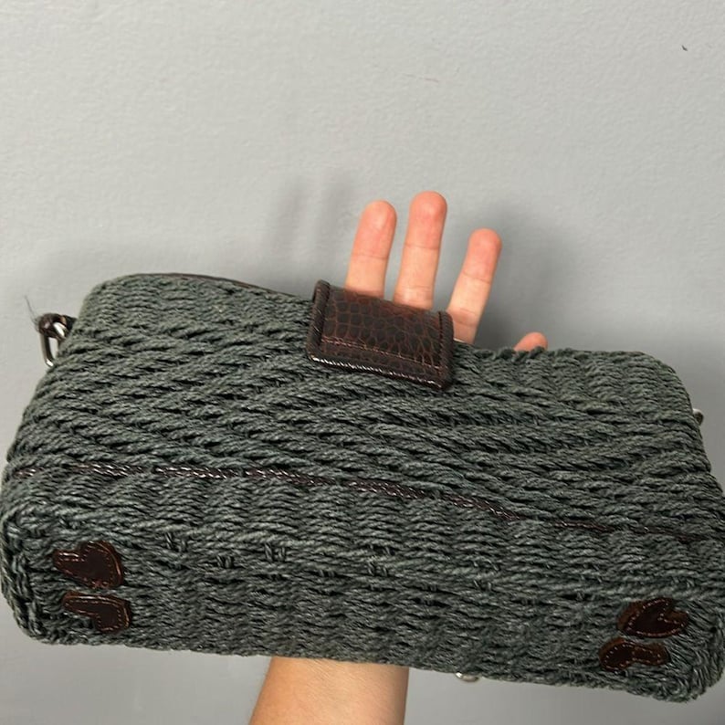 Vintage Brighton Wendy Style Woven Shoulder Bag straw and leather image 13