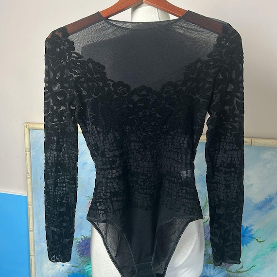 Ritmo di Perla Black Backless Fitted Bodysuit vintage size 44 View 2