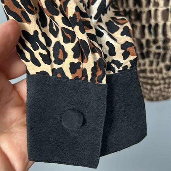 Vintage Silk Leopard Patchwork Button Down shirt … - image 10