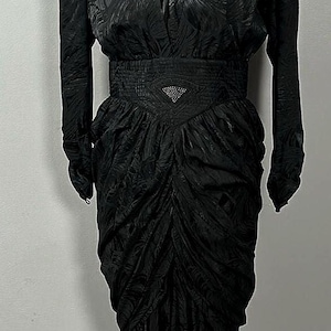 Vintage Silk Saint Romei A-Line Layered Midi Skirt V-Neck Dress size small